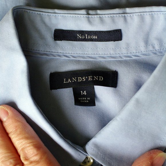 Lands' End French Blue Button Down Shirt - Picture 3 of 5